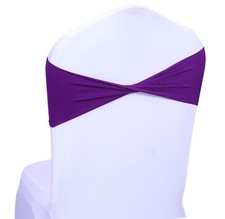 MDS Pack of 10 Spandex chair sashes bow sash Elastic Chair Bands ties without...