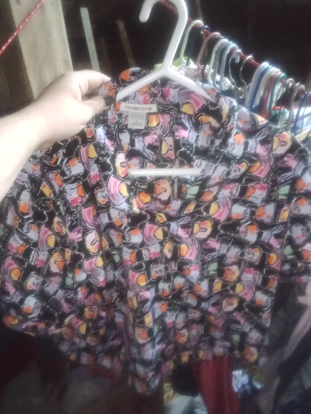 notations cropped button up large women's black m… - image 3