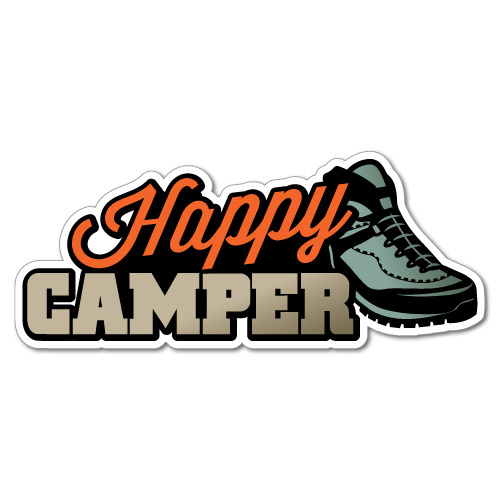 Happy Camper Outdoor Adventure 4x4 Caravan Sticker #7426EN - Picture 1 of 1