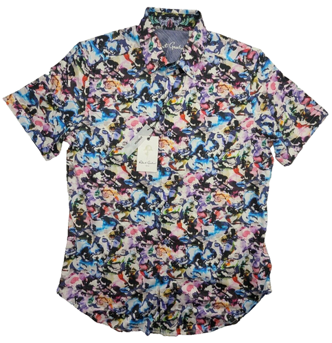 Robert Graham Shirt Mens Small Multicolor The Atlas SS Short Sleeve Abstract