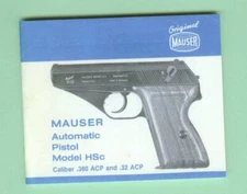Mauser Model HSc 32 Acp 380 ACP Owners Manual Reproduction