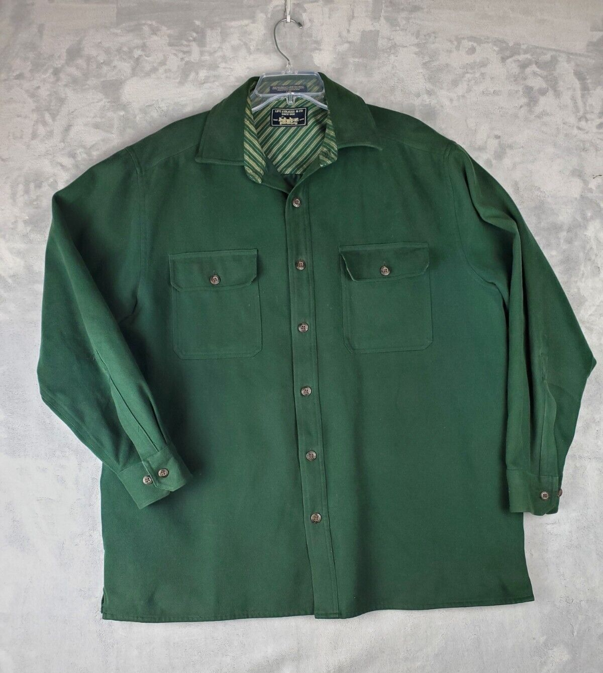 Vintage Levi Strauss Shacket Chamois Lined Lumberjack Camping Shirt Green Large