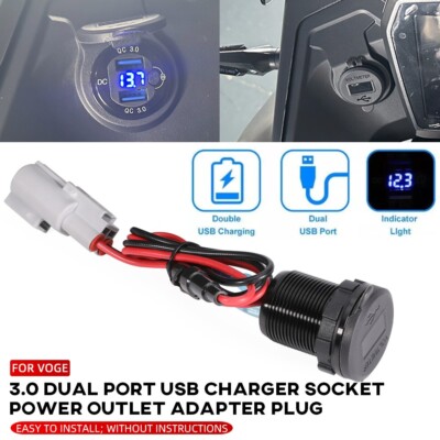 Dual USB 3.0 Fast Car Charger Socket Power Outlet Adapter For VOGE DS525X 525DSX