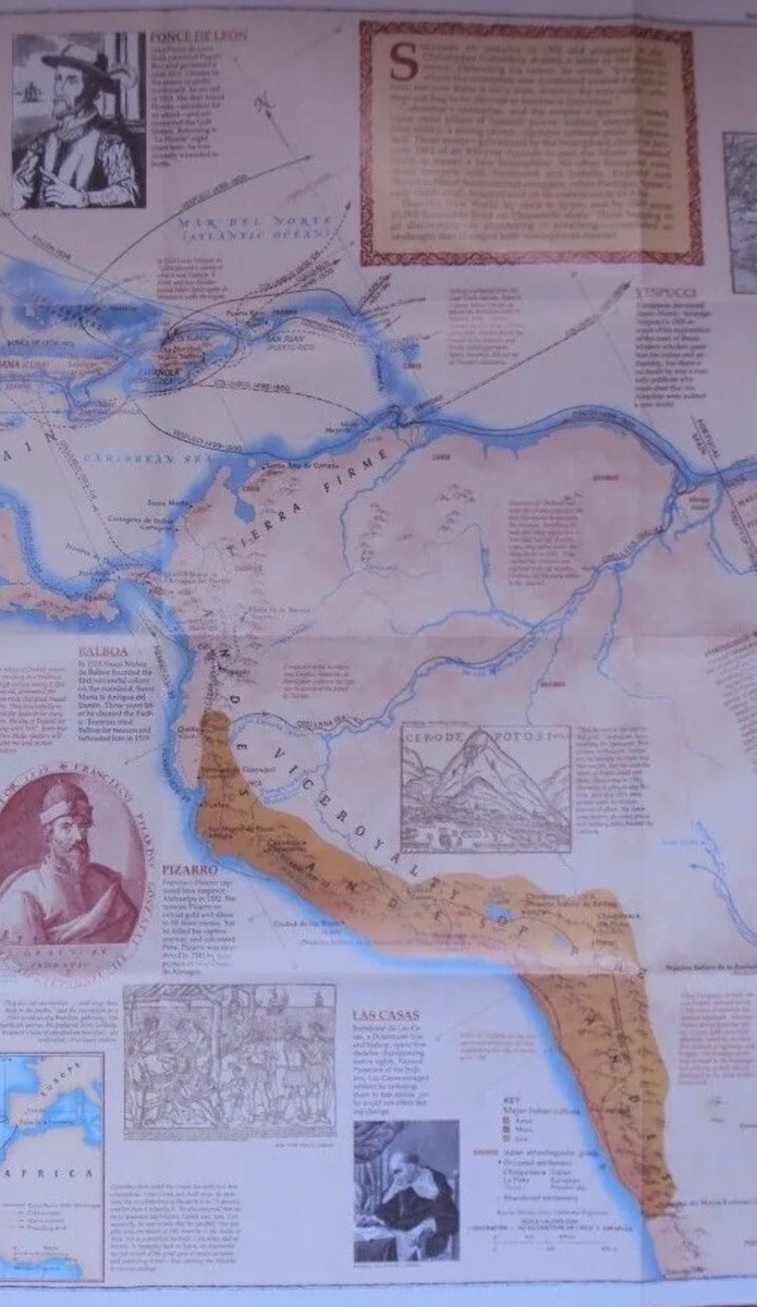 Travelers Map of Spain & Portugal + Spain in Americas Vintage Nat  display picture 1