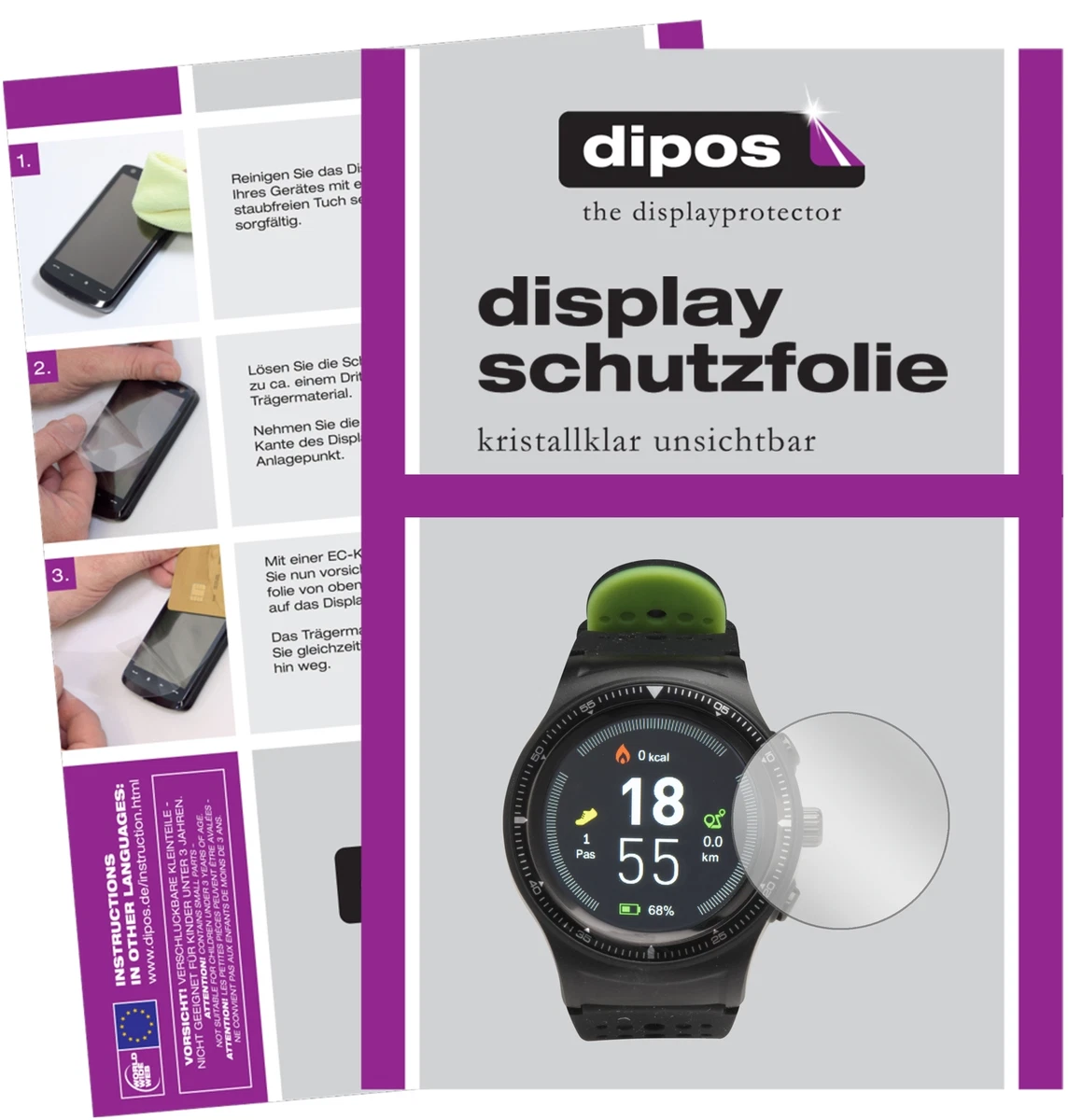 6x Schutzfolie f r DENVER SW 500 Smartwatch klar