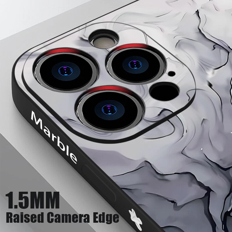 For iPhone 16 15 Pro Max 14 13 12 Mini 11 Marble Patterned ShockProof Case Cover - Image 4 of 4