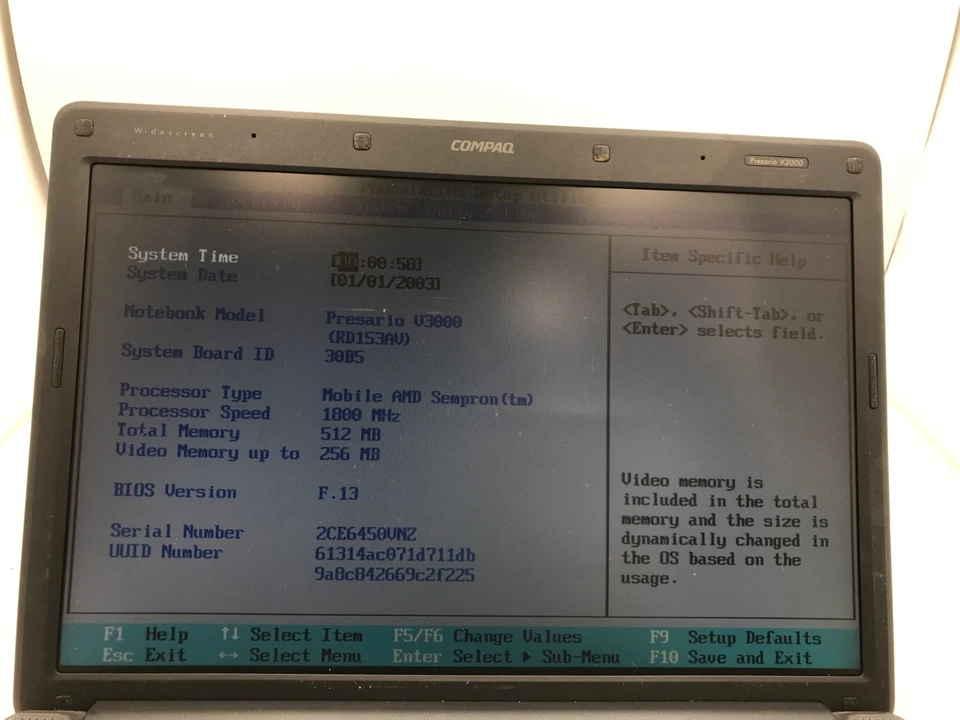 Compaq Presario V3000 14" AMD Sempron 512Mb RAM NVIDIA GeForce- MZ - Image 2 of 4