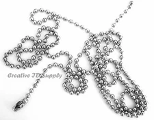 WHOLESALE LOT 300 BALL CHAIN 2.4mm 30" Nickel Plated FREE SHIP USA ONLY