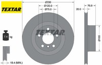 2X Bremsscheibe Textar 92256303 2 Bremsscheiben Hinterachse Hinten FüR Bmw