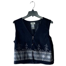 Vintage White Stag Aztec Vest Women's Size Medium Geometric Sleeveless Top