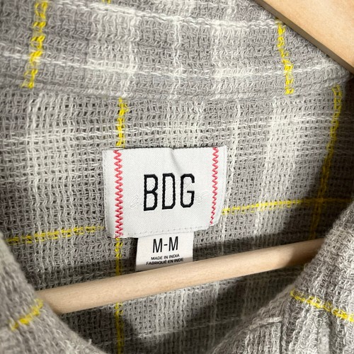 Urban Outfitters BDG Herren Open Weave Karo Button Down Overshirt M Grau Baumwolle - Bild 8 von 12