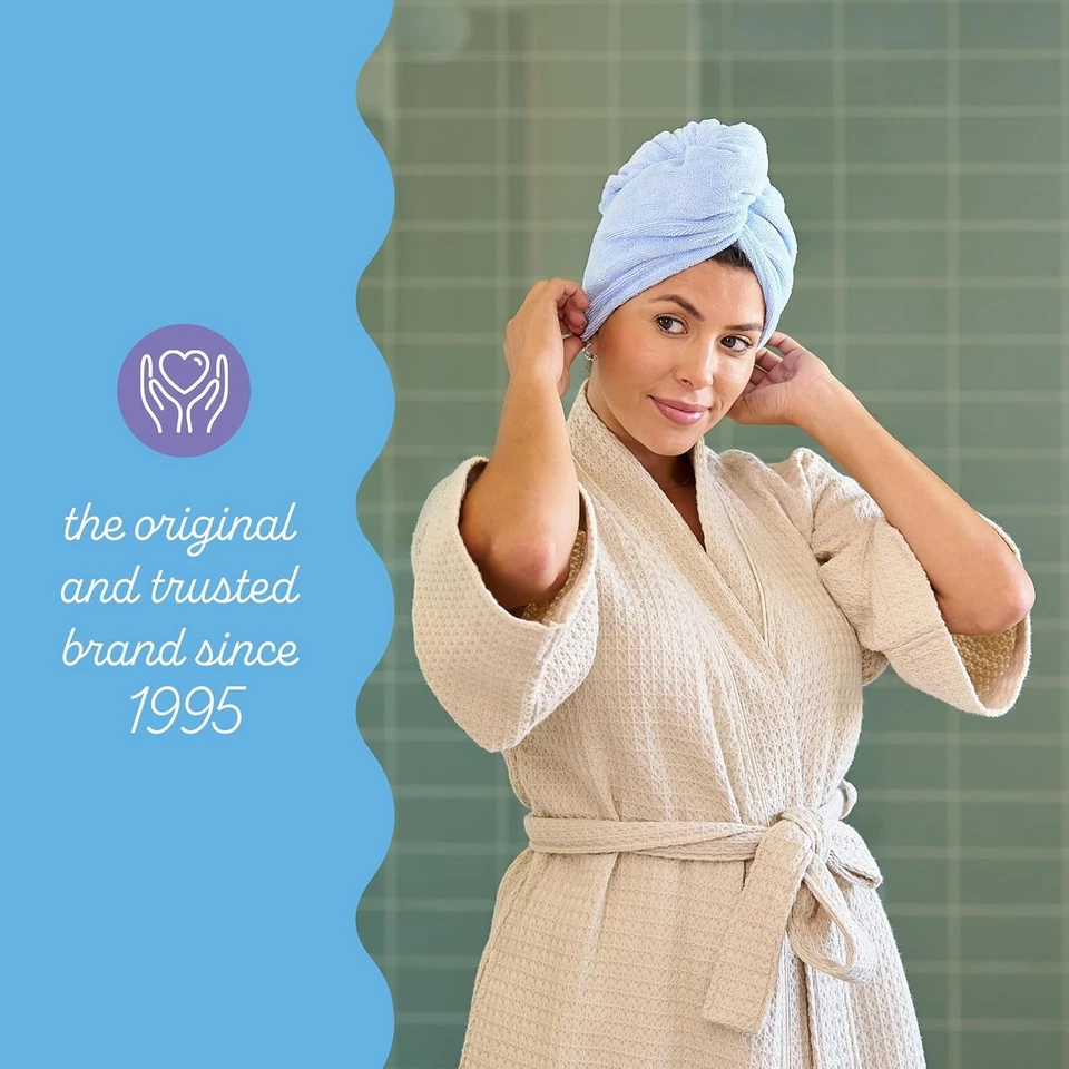 Turbie Twist Microfiber Hair Towel, Kids and Adults, Quick Dry, Peacock Blue - Image 3 of 4