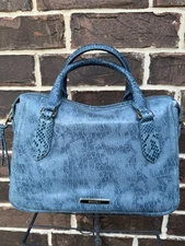 NWT Brahmin Micaela Satchel Leather Bellbottom Blue Zostera