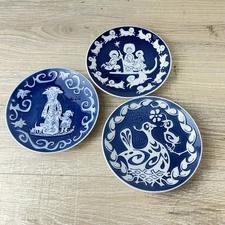 Royal Copenhagen Mother's Day Decorative Plates 3pc Blue 6" 1971, 1974, 1975