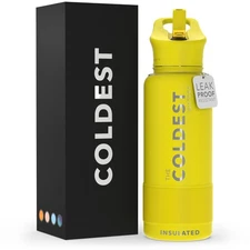 Coldest 32oz Insulated Water Bottle w/ Straw Lid - Stainless Steel, Solar Yellow