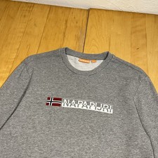 Napapijri Sweatshirt Jumper Men’s Small Grey Logo Cotton Pullover Top