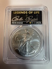 2025 $1 Silver Eagle 1oz PCGS MS70 Legends of Life PSA Autograph Pete Rose 🌹