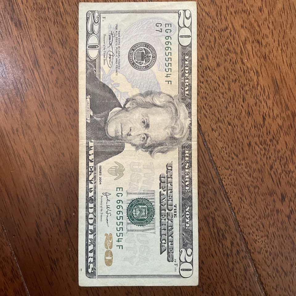 Fancy Serials Numbers “LADDERS” 4,5,6 Oldest $20 2004 EG(66655554)F 🔥 💎 🔥 - Image 3 of 4