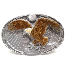 Vintage Buckles of America Men's Belt Buckle Enamel Brown Eagle Pewter