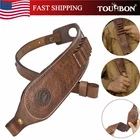 TOURBON 2 Points Genuine Leather Gun Sling Rifle Ammo Carry Strap Rest Hole US