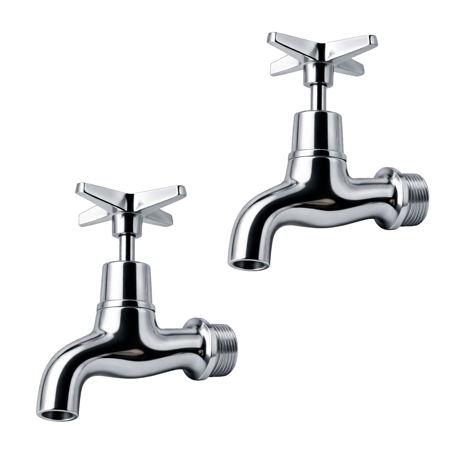 PERFORMA Cross Top Bib Tap Pair Chrome - Wall Mounted Taps