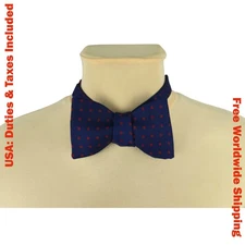 Turnbull & Asser Bow Tie Blue/Pink Polka Dot Silk Made in England