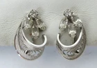 Vintage Crystal Marquise Rhinestone Filigree Earrings Am Lee