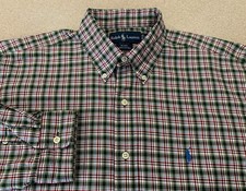 Ralph Lauren Blake Mens Large Plaid Long Sleeve Button Cotton Shirt Pony