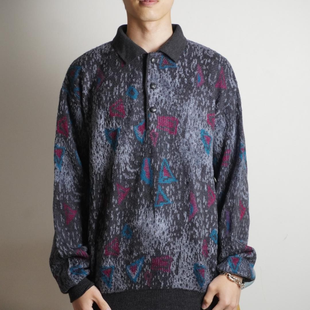 GIVENCHY Wool Silk Blend All-Over Pattern Polo Ma… - image 1