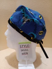 Batman Comic Strip Super Hero Men's Skull/Chemo Surgical Scrub Hat/Cap Handmade