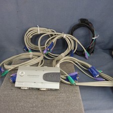 IOGEAR GCS14 4-Port MiniView PC PS/2 KVM Switch With 4 Cable Sets  BNC Video