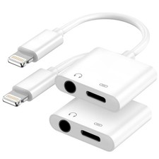 Apple MFi Certified 2-in-1 Lightning to 3.5mm Headphone Jack Adapter,Fast Cha...