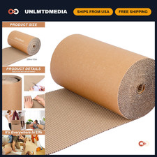 Corrugated Cardboard Roll 12"x394" - B Flute Shipping Wrap, Thick Craft Paper