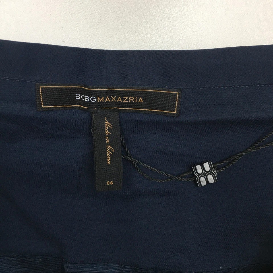 Falda BCBGMAXAZRIA azul oscuro plisada forrada línea A para mujer talla 6 Foto 2 de 4