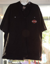 Men's Embroidered Mechanic Short Sleeve Harley Davidson Shirt sz XXL cotton blk