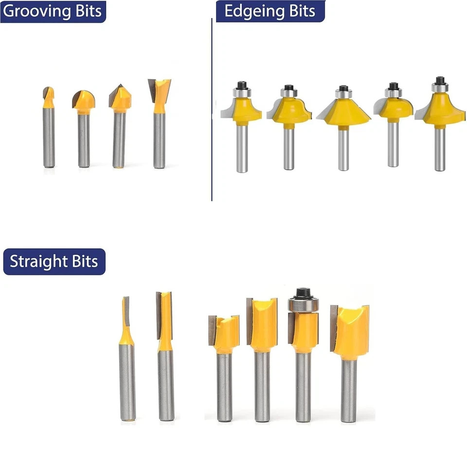 Router Bits Set of 15 Pieces 1/4 Inch Woodwork Tools for Beginners ...