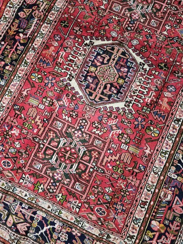 5.1x13.4 Antique Turkish Runner Heriz Serapi Geometric Design Hand Knotted