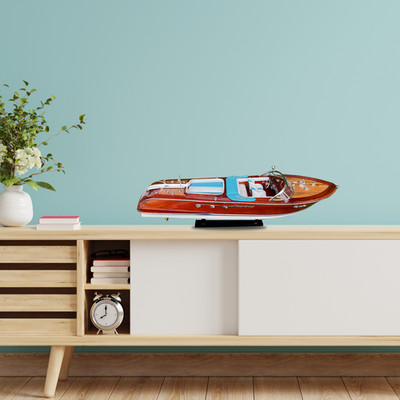 Handmade Wooden Riva Ship Model 21'' - Vintage Home And Office Decor Gift