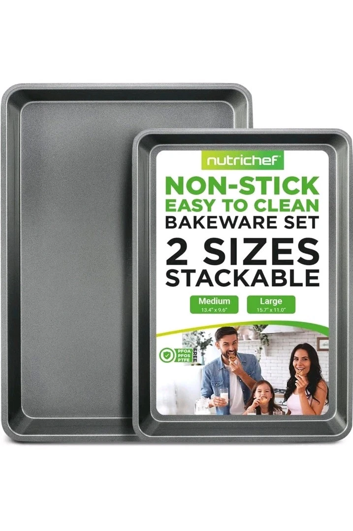 Versatile Nonstick Bakeware Set - 2-Piece Cookie Sheets, Oven Safe Up to 450°F
