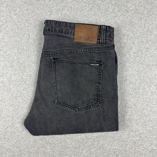 Volcom Vorta Men's Denim Jeans Size 36 Slim Straight Dark Grey Zip Fly Stretch - Picture 3 of 14