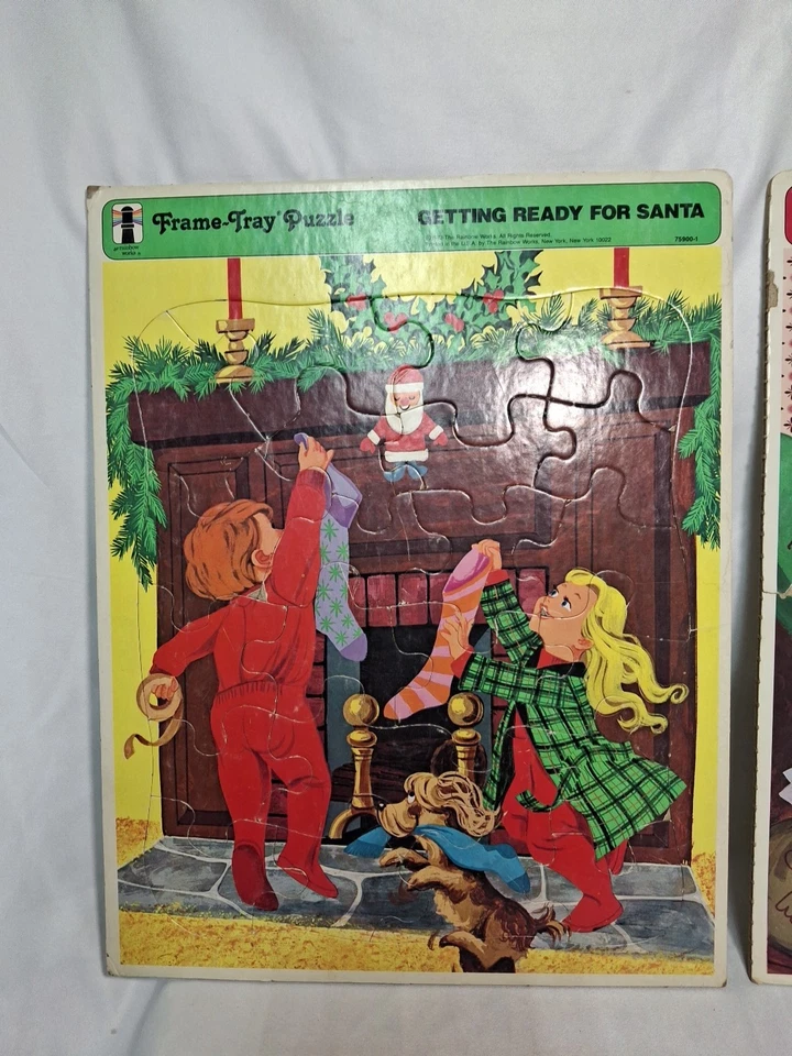 2 Rainbow Works 1973 Frame-Tray Puzzles Letters to Santa/Getting Ready For Santa - Image 2 of 4