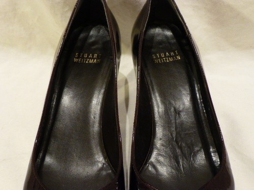 Zapatos para mujer Weitzman Borgoña patentados cuero clásico bomba gatito tacón alto 8,5N - Imagen 7 de 12