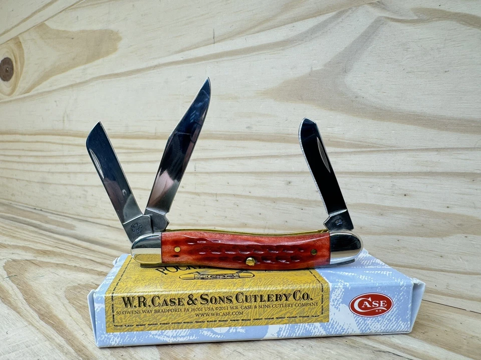 Cuchillo Plegable Usado Bolsillo Usado Antiguo Hueso Rojo Maíz Mazorca Plantilla, En Excelente Estado Foto 2 de 4