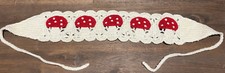 White Crochet Headband w/ red and white Mushroom pattern