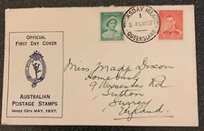 Australia Thursday Island  1937 Coronation FDC to England Excellent Condition