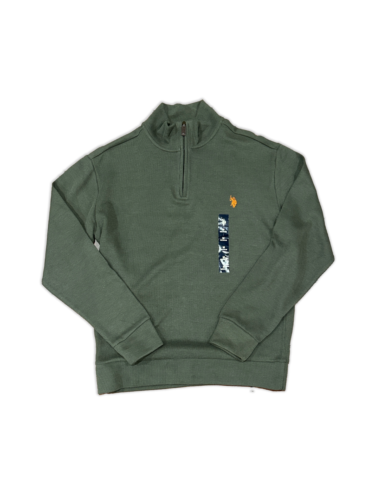 U.S. Polo Assn Men's Quarter Zip Pullover Sweater Olive Green Size M Medium New