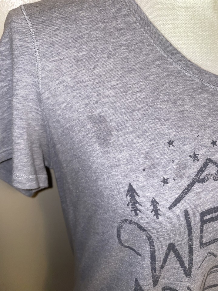 St Johns Bay Womens T Shirt Large Gray Short Sleeve Weekend Adventure