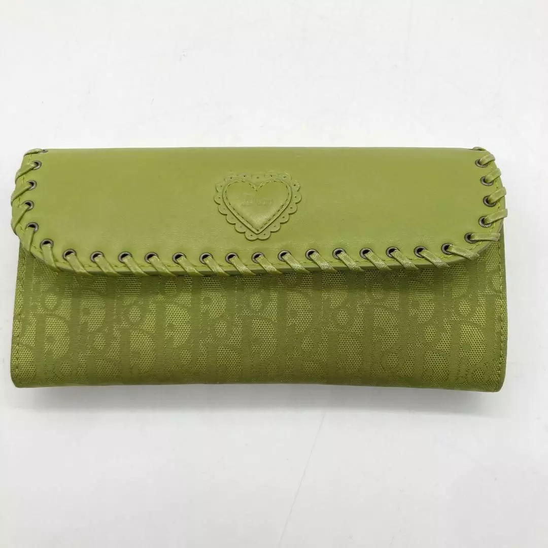 Christian Dior Portefeuille Long Trotteur Coeur Vert 7,4 Pouces