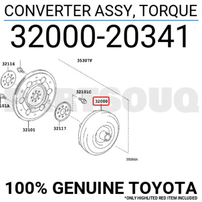 ROTATE 11320622932293 関税送料込 3200020341 Genuine Toyota CONVERTER ASSY, TORQUE 32000-20341