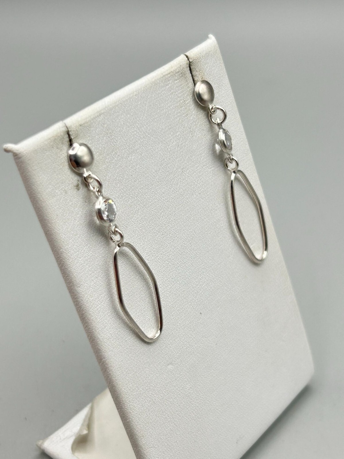 Simple Sterling Silver Dangles Earrings With Open… - image 3